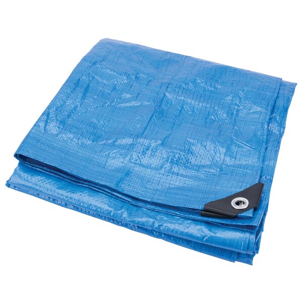 Perform Tool Tarpaulin Water Proof/ Mildew And Tear Resistant; 5 Foot x 7 Foot; Blue; With Grommet - W6000