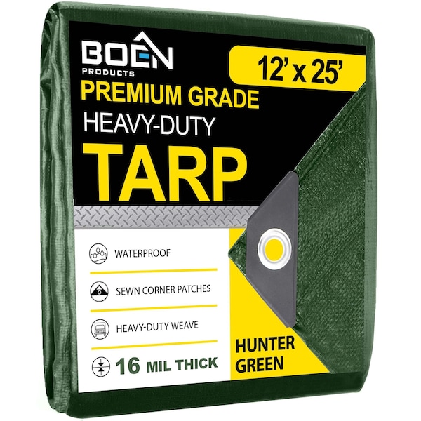 Boen Heavy Duty, 16 Mil, Thick Tarp, 12 x 25 ft - HGT-1225