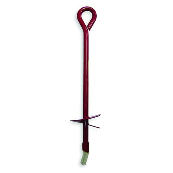 Zoro Select 3 in Dia x 15 in L Screw-In Earth Anchor, Steel, Painted Red - 4LVK3