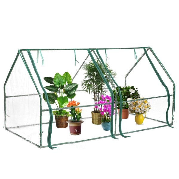 Invernaculo 36.25x36.25x71.15 in. Outdoor Portable Plant Greenhouse, 2 Clear Zippered Windows; Green-Medium - IN3177838