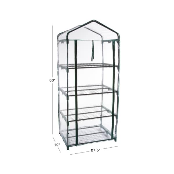 Nature Spring 4-Tier Greenhouse, Outdoor Gardening House with Zippered and Metal Shelves for Vegetables/Flowers - 159305GUD