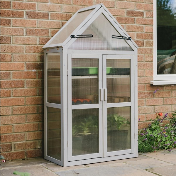 Classic Accessories Dove Gray Wooden Greenhouse - VE3275727