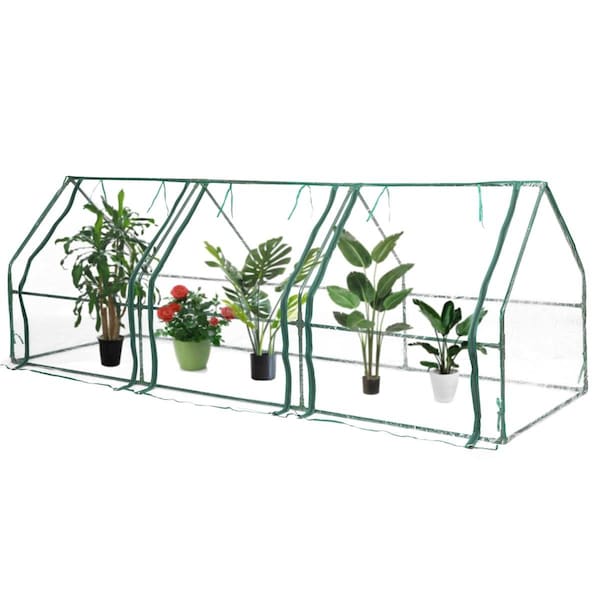 Invernaculo 36.25x36.25x107 in. Outdoor Portable Plant Greenhouse, 2 Clear Zippered Windows; Green-Large - IN3164219