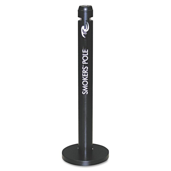Rubbermaid Commercial Smoker's Pole, Round, Steel, 0.9 gal, Black - FGR1BK