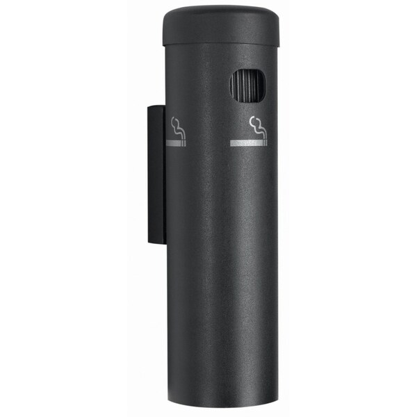 Aarco Wall Mounted Cigarette Receptacle, Waterproof w/a Black Finish - SB15W