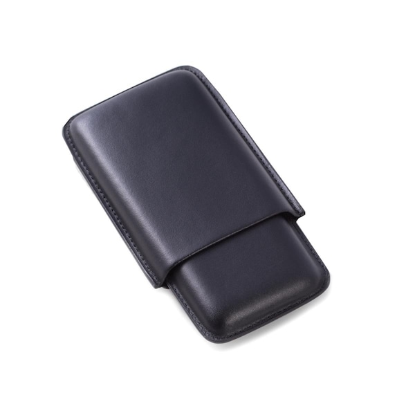 Bey Berk International Bey-Berk International  Black Leather Telescoping Three Cigar Case - C233B