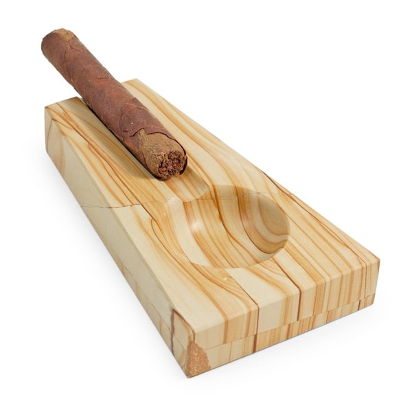 Bey Berk International Bey-Berk International  Single Cigar Ashtray, Natural Marble - C302