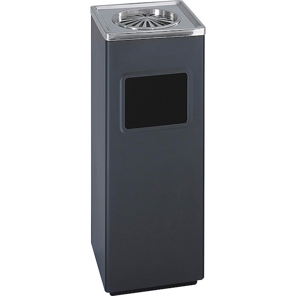 Safco Ash/Trash Urn, 3 Gal Cap., Square, 9-1/2"x9-1/2"x24-1/4", BK - SAF9696BL