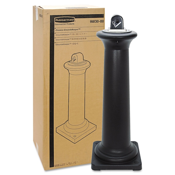 Rubbermaid Commercial GroundsKeeper Tuscan Receptacle, 13 x 13 x 38.38, Black - FG9W3000BLA
