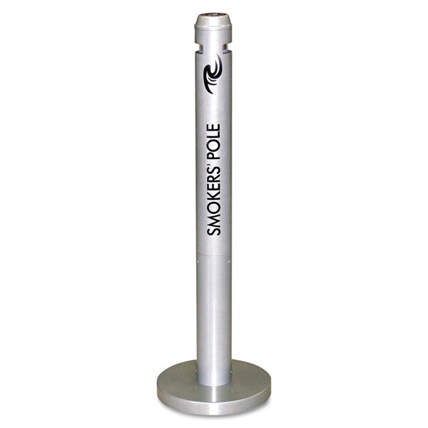 Rubbermaid Commercial Smokers Pole, Round, Steel, 0.9 gal, Silver - FGR1SM