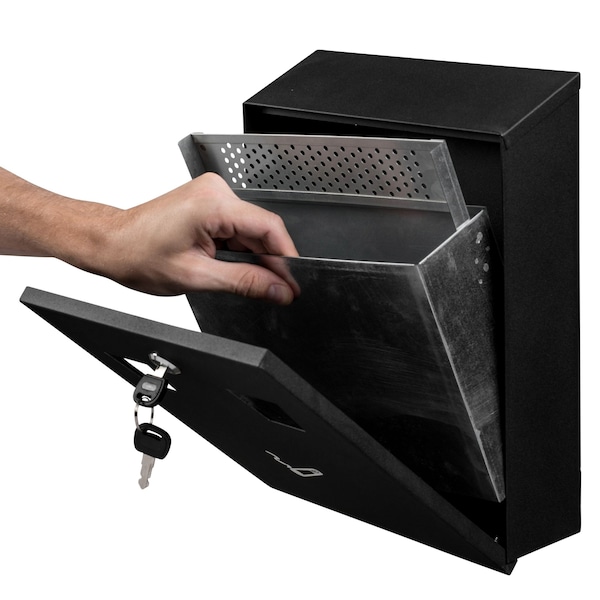 Alpine Industries Outdoor Wall-Mounted Cigarette Butt Disposal Receptacle with Removable Ashtray Bin in Black - ALP490-01-BLK-MK