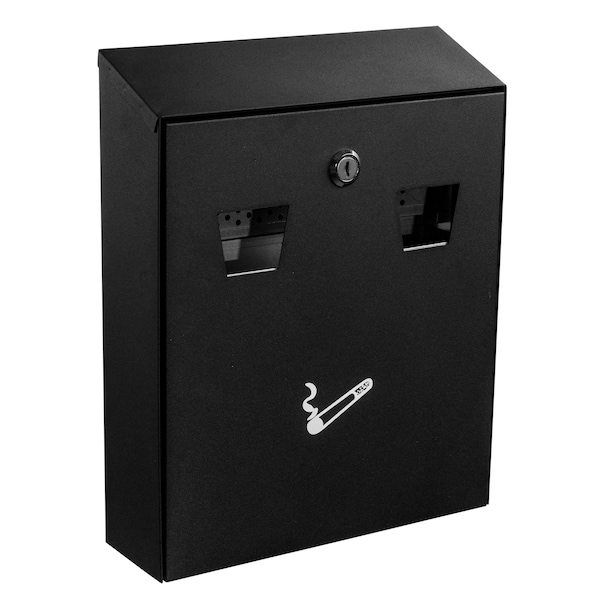 Alpine Industries Outdoor Wall-Mounted Cigarette Butt Disposal Receptacle with Removable Ashtray Bin in Black - ALP490-01-BLK-MK