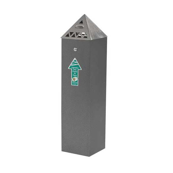 Smokers Oasis Cigarette Receptacle, 1-3/4 gal., Silver - TBH01