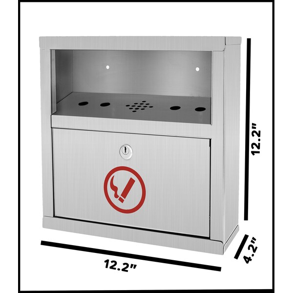 Alpine Industries Stainless Steel Quick Clean Wall Mounted Cigarette Disposal Bin - 490-02-SS