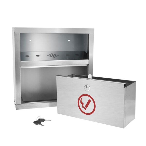 Alpine Industries Stainless Steel Quick Clean Wall Mounted Cigarette Disposal Bin - 490-02-SS