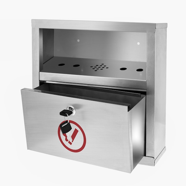 Alpine Industries Stainless Steel Quick Clean Wall Mounted Cigarette Disposal Bin - 490-02-SS