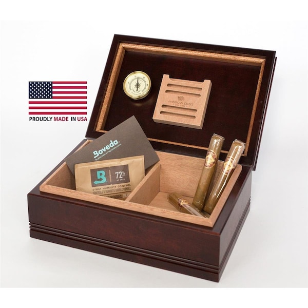 American Chest Amish Cigar Humidor, Mahogany, 75PK - H75M