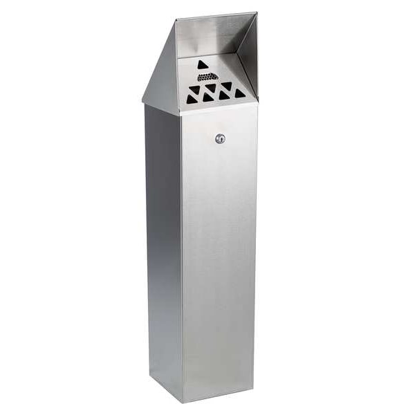 No Butts Bin Co Cigarette Receptacle, 1-3/4 gal., Silver - HDD01