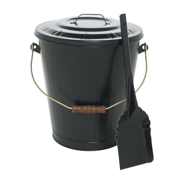 Lasting Traditions Imperial Black Powder Coated Steel Ash Container and Shovel Set - LT0160