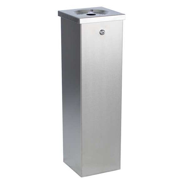 No Butts Bin Co Cigarette Receptacle, 1-3/4 gal., Silver - FLT01
