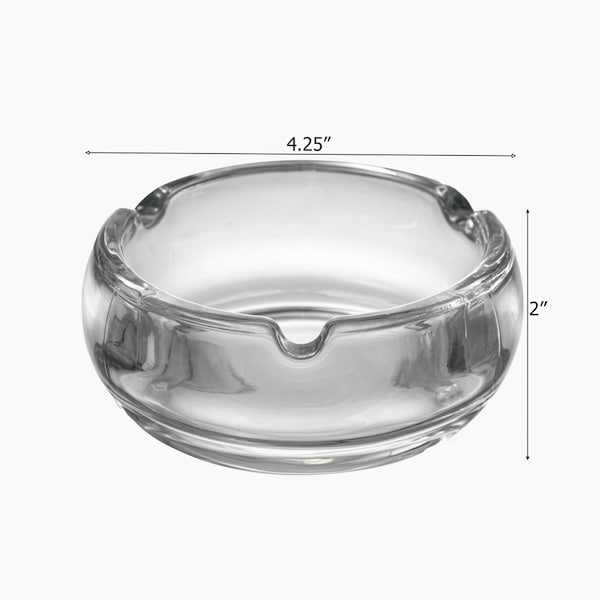 Basicwise Elegant Glass Round Portable and Modern Ashtray - Perfect for Smokers and as a Decorative - QI004716