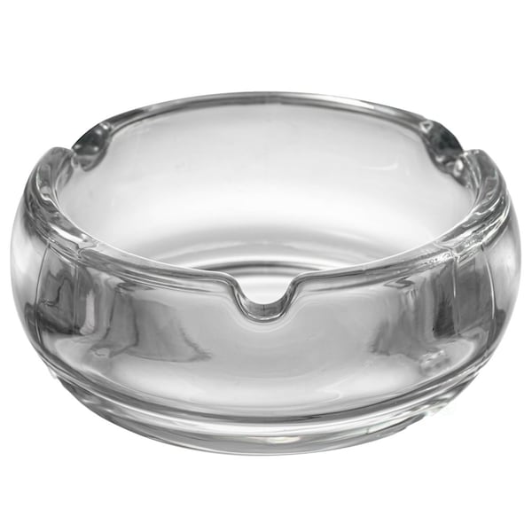 Basicwise Elegant Glass Round Portable and Modern Ashtray - Perfect for Smokers and as a Decorative - QI004716