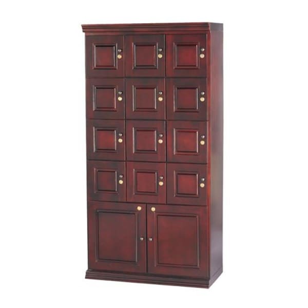 Quality Importers Commercial Cigar Locker With 12 Section Humidor- Mahogany Finish - HUM-LOCKER-M