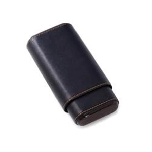 Bey Berk International Bey-Berk International  Black Leather with Ebony Wood & Cedar Lined Telescoping Three Cigar Holder - C254B