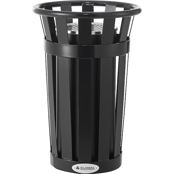 Global Industrial Slatted Steel Outdoor Ashtray, 13 Gallon, Black - 615155