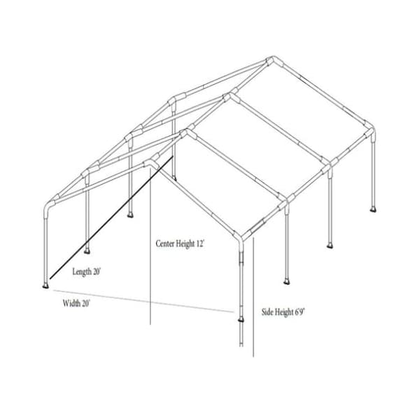 Impact Canopy 20 FT x 20 FT  Event Canopy Carport, 8 Legs, 50mm Steel Pipe , White - 070018032