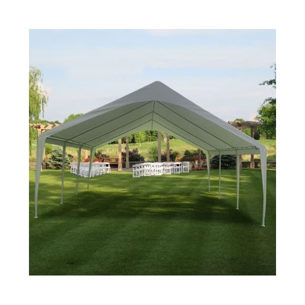 Impact Canopy 20 FT x 20 FT  Event Canopy Carport, 8 Legs, 50mm Steel Pipe , White - 070018032