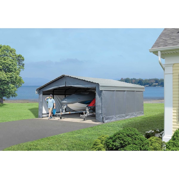Shelterlogic Enclosure Kit for Arrow Carport, 20 ft. x 20 ft. Gray - 10183
