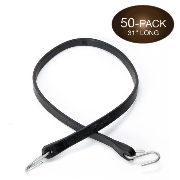 Dc Cargo 31in Natural Rubber Tarp Straps With S-Hooks, 50PK - 31RTSCSH-50