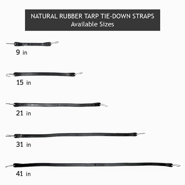 Dc Cargo 21in Natural Rubber Tarp Straps With S-Hooks, 50PK - 21RTSCSH-50