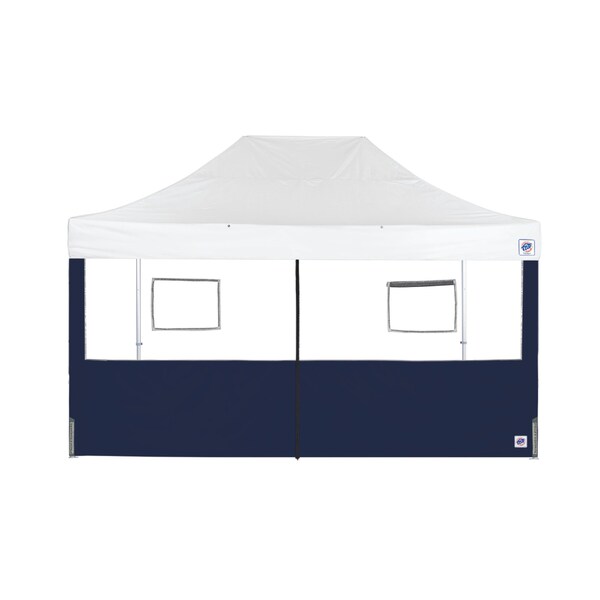 E-Z Up TAA Compliant Food Booth Middle Zipper Sidewall, 15' W x 15' H, Navy Blue - SW3FBFXTM15NB