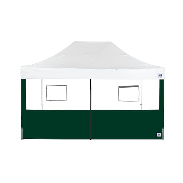 E-Z Up TAA Compliant Food Booth Middle Zipper Sidewall, 15' W x 15' H, Forest Green - SW3FBFXTM15FG