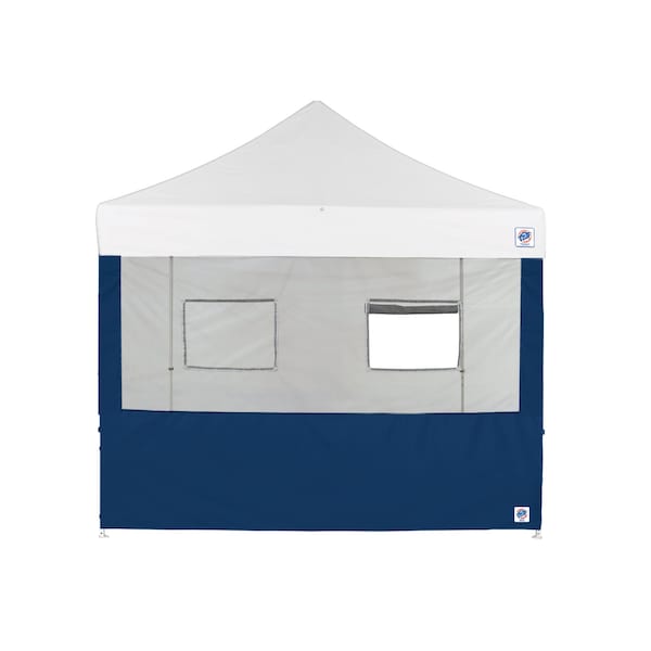 E-Z Up TAA Compliant Food Booth Sidewall with 2 Serving Windows, 10' W x 10' H, Navy Blue - SW3FB10FXTMC2WNB