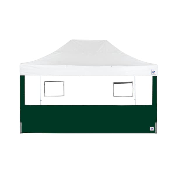 E-Z Up TAA Compliant Food Booth Sidewall with 2 Serving Windows, 15' W x 15' H, Forest Green - SW3FB15FXTMC2WFG