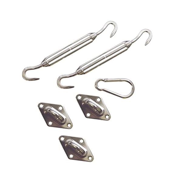 King Canopy Sun Shade Sail Triangle Hardware Kit for Installation, Turnbuckle is 8in Closed 11in Open, SS - ZT2001300