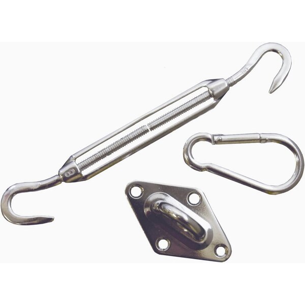 King Canopy Sun Shade Sail Triangle Hardware Kit for Installation, Turnbuckle is 8in Closed 11in Open, SS - ZT2001300