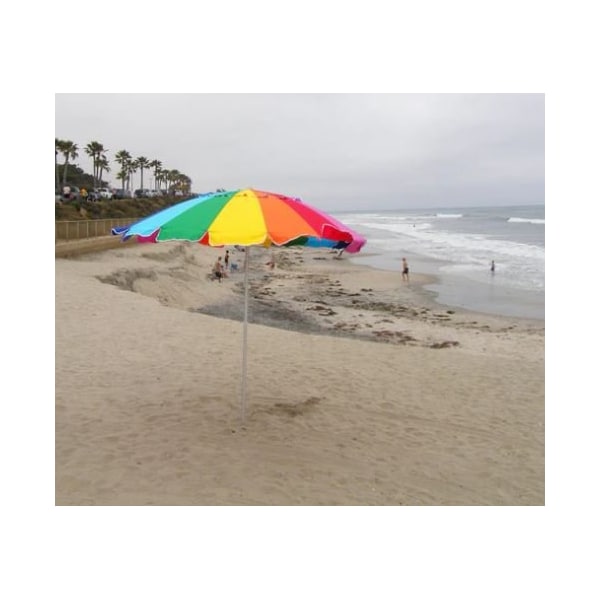 Impact Canopy Rainbow  Colored Beach Umbrella, 8 Foot, with Sand Anchor - 480019901