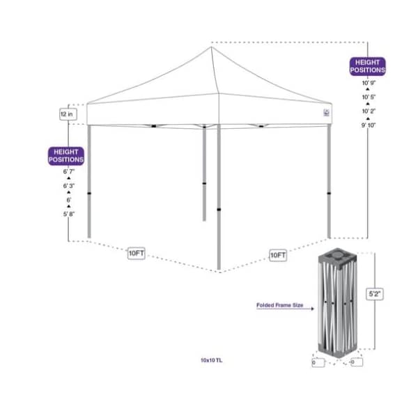Impact Canopy TL Kit 10 FT x 10 FT  , 210d Top Red , Roller Bag, and 4 Weight Bags - 283020204
