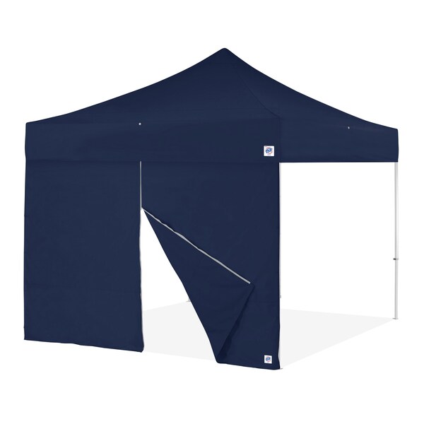 E-Z Up TAA Compliant Food Booth Middle Zipper Sidewall, 13' W x 13' H, Navy Blue - SW3PRFBMTC13NB