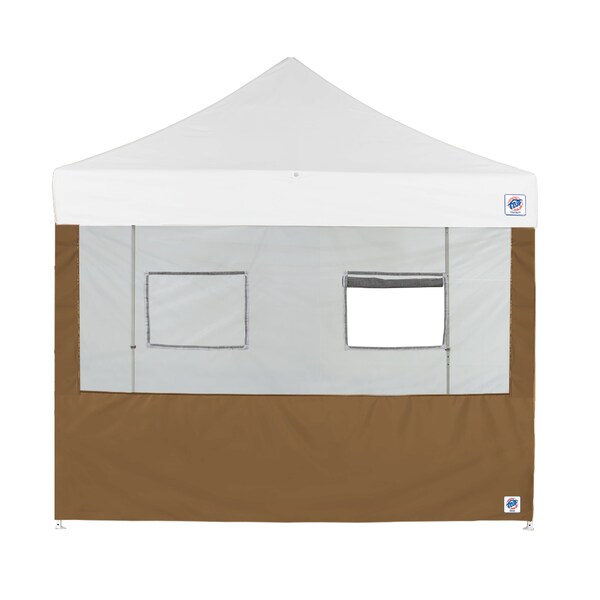 E-Z Up TAA Compliant Food Booth Sidewall with 2 Serving Windows, 8' W x 8' H, Coyote Brown - SW3FB8FXTMC2WCB