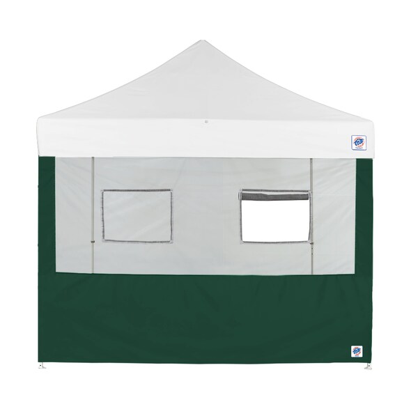 E-Z Up TAA Compliant Food Booth Sidewall with 2 Serving Windows, 8' W x 8' H, Forest Green - SW3FB8FXTMC2WFG