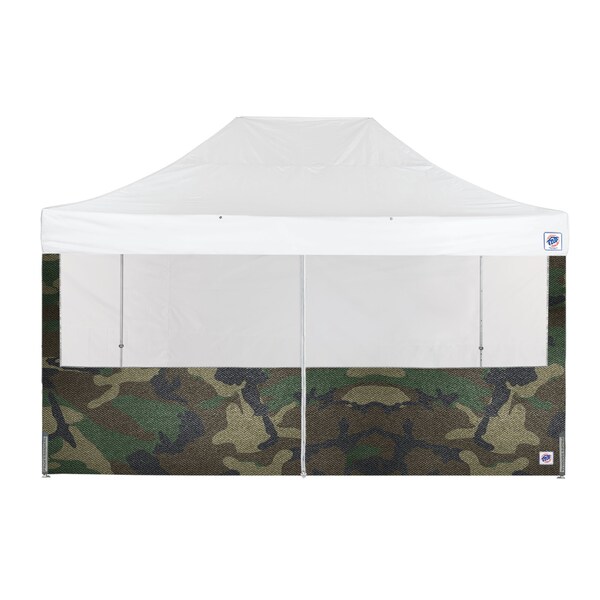 E-Z Up TAA Compliant Food Booth Middle Zipper Sidewall, 15' W x 15' H, Woodland Camo - SW3FBFXTM15WC
