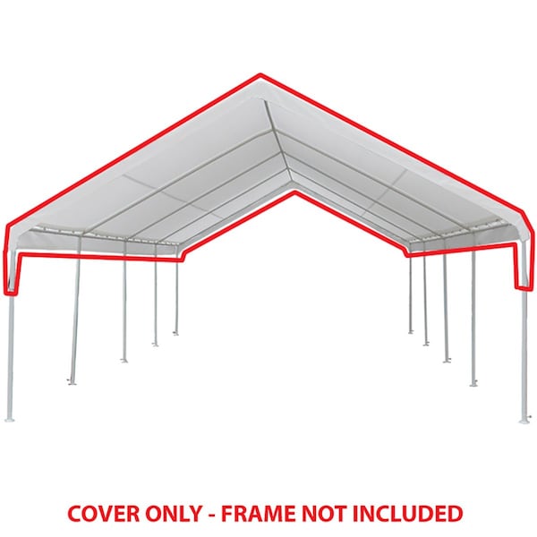 King Canopy Replacement Drawstring Cover 18ftx27ft, fits 17ft 9in by 27ft A-Frame, White - TDS1827-5