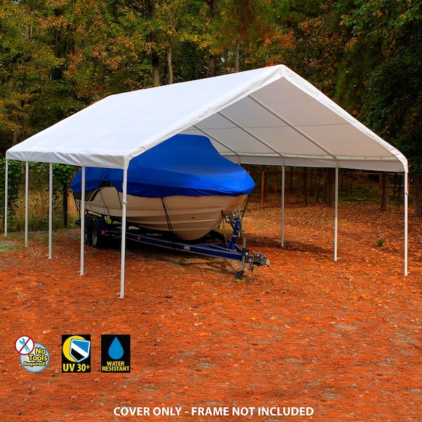 King Canopy Replacement Drawstring Cover 18ftx27ft, fits 17ft 9in by 27ft A-Frame, White - TDS1827-5