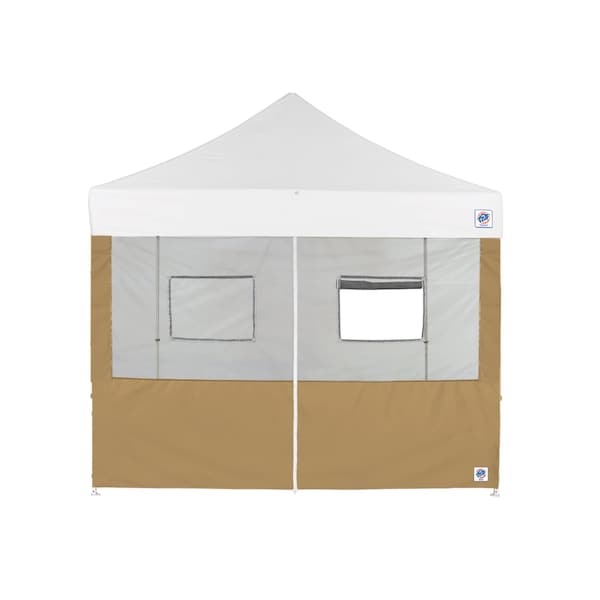 E-Z Up TAA Compliant Food Booth Middle Zipper Sidewall, 10' W x 10' H, Coyote Brown - SW3FBFXTM10CB