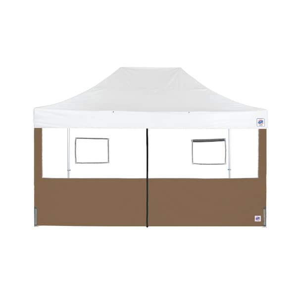 E-Z Up TAA Compliant Food Booth Middle Zipper Sidewall, 15' W x 15' H, Coyote Brown - SW3FBFXTM15CB